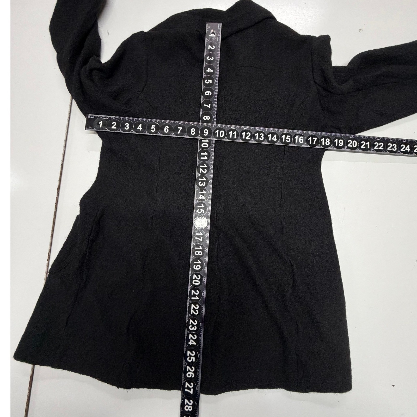 Chicos Jacket Blazer Womens Medium 1 Black 3/4 Sleeve Textured Fringe Western — image 4 of 8